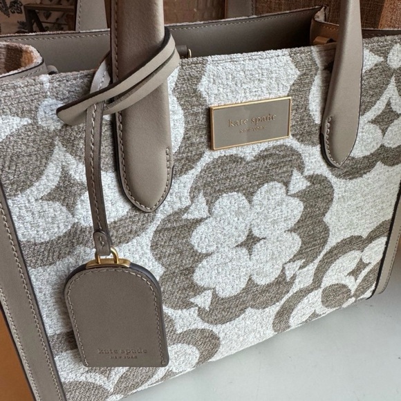 Authentic Kate Spade Purse Flower Monogram Chenille Small Tote Bag - Picture 2 of 9